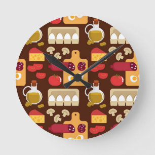 Pizza Pattern Ronde Klok