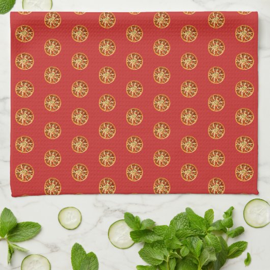 Pizza Pattern Theedoek (Gevouwen)