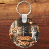 Pizza Paw-ty: Vier katten graven in! Sleutelhanger (Achterkant)