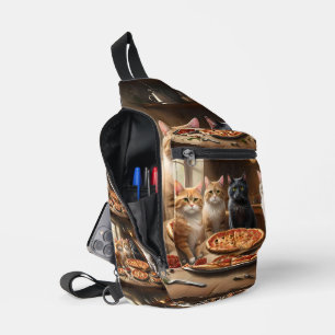 Pizza Paw-ty: Vier katten graven in! Sling Bag