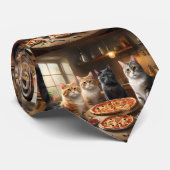 Pizza Paw-ty: Vier katten graven in! Stropdas (Opgerold)