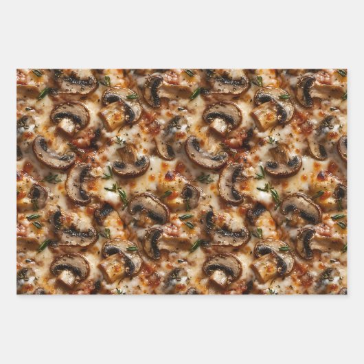Pizza Pepperoni Champignonvlees Close-ups Inpakpapier Vel (Voorkant 3)