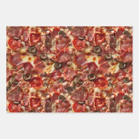 Pizza Pepperoni Champignonvlees Close-ups Inpakpapier Vel (Voorkant 2)