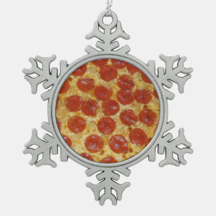 Pizza Pewter Snowflake Ornament