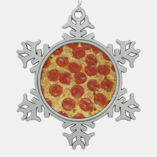 Pizza Pewter Snowflake Ornament (Voorkant)