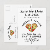 Pizza Pie Amore Typografie Trouwen Save the Date Briefkaart (Voorkant / Achterkant)