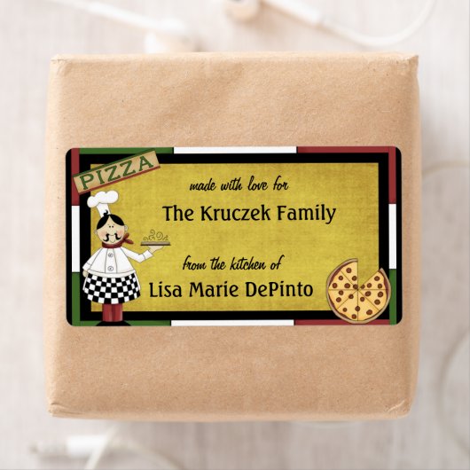 Pizza Pie Chef Food Bereidingsetiketten Etiket (Insitu)