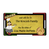 Pizza Pie Chef Food Bereidingsetiketten Etiket (Voorkant)