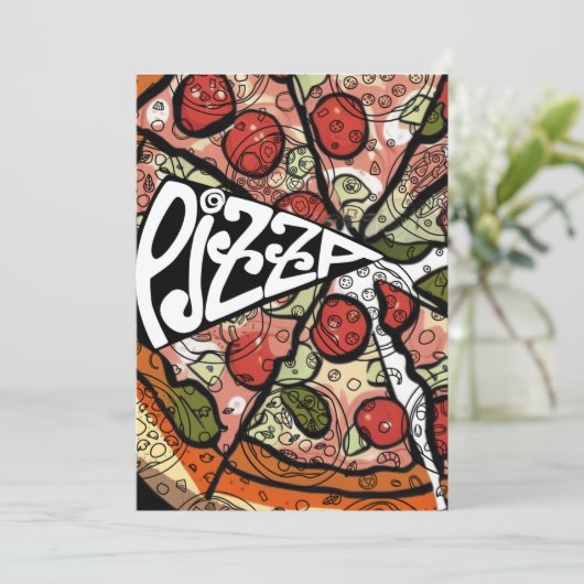 Pizza Pie Feestdagenkaart (Staand voorkant)