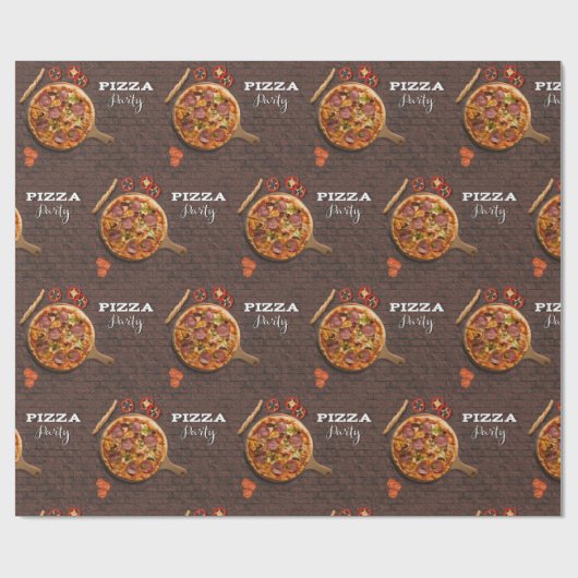 Pizza Pie Party on Brick Cadeaupapier (Vlak)