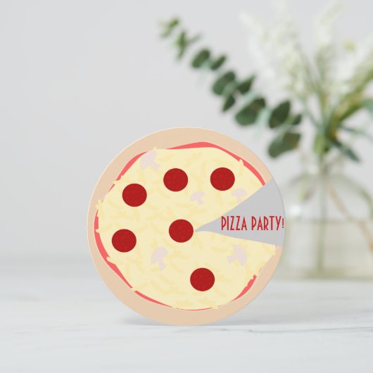 Pizza Pie Pizza Party Invitation Kaart (Staand voorkant)