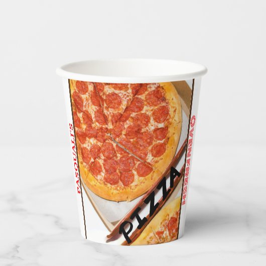 Pizza Pie Restaurant Naam Papieren Bekers (Voorkant)