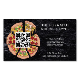 Pizza Pie Slices   QR-code Magnetisch Visitekaartje