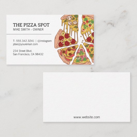 Pizza Pie Slices Visitekaartje (Voorkant / Achterkant)