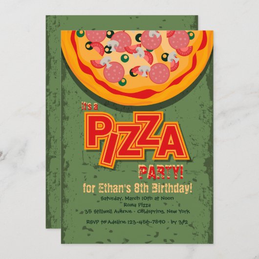 Pizza Pie Uitnodiging (Voorkant / Achterkant)