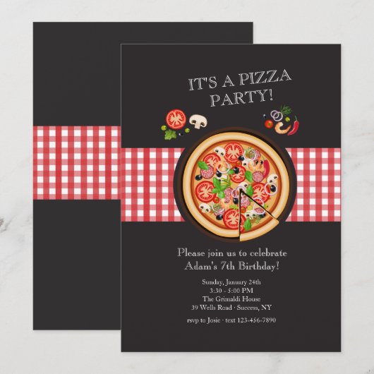 Pizza Pie Uitnodiging (Voorkant / Achterkant)