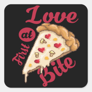 Pizza Pixel Retro Vierkante Sticker