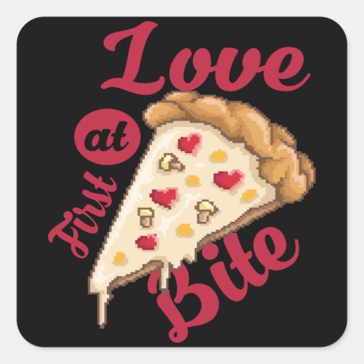 Pizza Pixel Retro Vierkante Sticker (Voorkant)