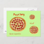 pizza, pizza, Pizza Party, Salud!, Buono... Uitnodiging Briefkaart (Voorkant / Achterkant)