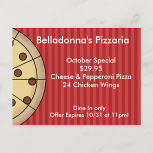 Pizza Pizzaria Briefkaart Promo Card