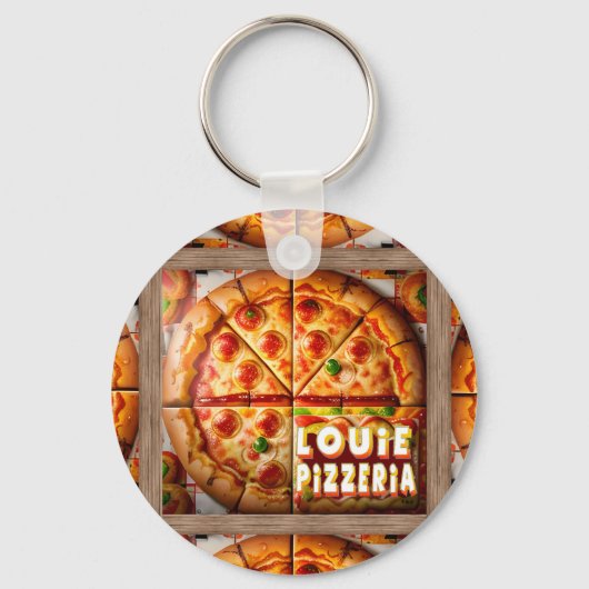 Pizza Pizzeria Design Sleutelhanger (Voorkant)