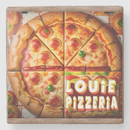 Pizza Pizzeria Design Stenen Onderzetter (Voorkant)