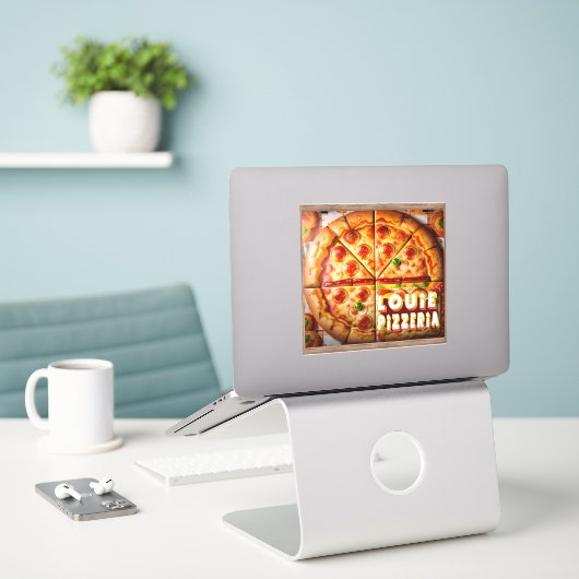 Pizza Pizzeria Design Sticker (Laptop op bureau)