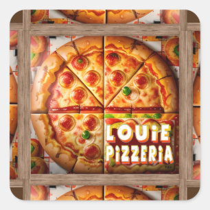Pizza Pizzeria Design Vierkante Sticker