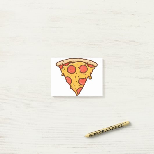 pizza, plak, pizzaplak, druppel, pepperoni, van post-it® notes (Op bureau)