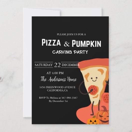 Pizza & Pompoen Halloween carving party Kaart (Voorkant)