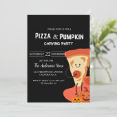 Pizza & Pompoen Halloween carving party Kaart (Staand voorkant)