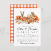 Pizza & pompoen schilderij Halloween uitnodiging (Voorkant / Achterkant)