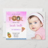 Pizza Pool Birthday-uitnodigingen met foto Kaart (Voorkant)