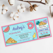 Pizza Pool Party Tropical Summer Birthday Kaart