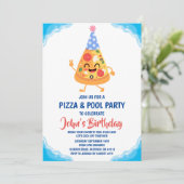 Pizza Pool Party uitnodiging (Staand voorkant)