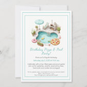 Pizza Pool Party Uitnodiging – Leuke zomerverjaard (Voorkant)
