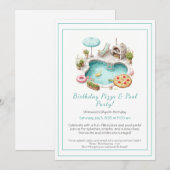 Pizza Pool Party Uitnodiging – Leuke zomerverjaard (Voorkant / Achterkant)