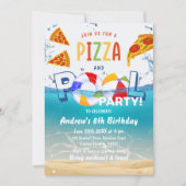 Pizza & Pool Party Zomer Water Verjaardag Kaart (Voorkant)