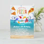 Pizza & Pool Party Zomer Water Verjaardag Kaart (Staand voorkant)