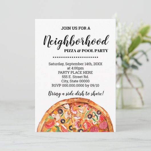 Pizza & Pool Summer Party Bash Kaart (Staand voorkant)