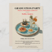Pizza, Poolside, Pool Party | graduation party Kaart (Voorkant / Achterkant)