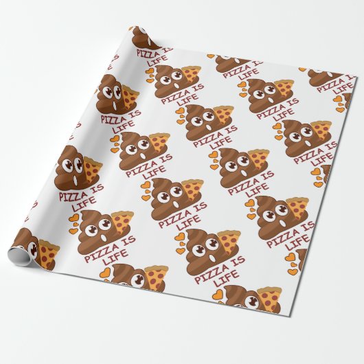 Pizza Poop Emoji Cadeaupapier (Uitgerold)