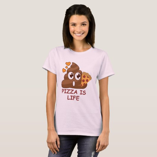 Pizza Poop Emoji T-shirt (Voorkant volledig)