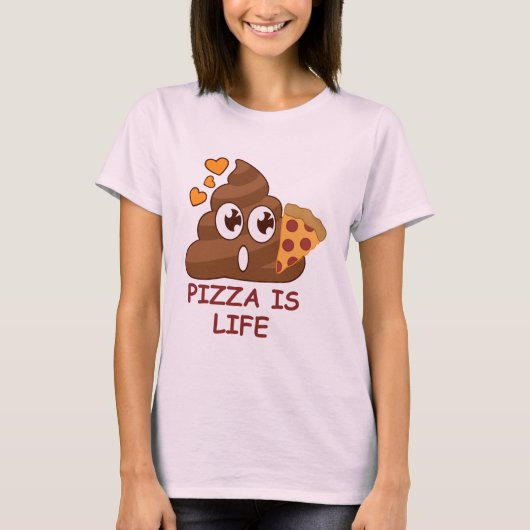 Pizza Poop Emoji T-shirt (Voorkant)