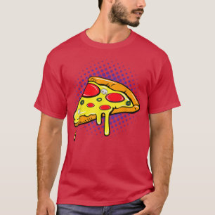 Pizza Pop Art 80s 90s 90s Thema Partij T-shirt
