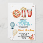 Pizza popcorn and pajamas party invitation kaart (Voorkant / Achterkant)