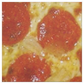 Pizza Print Fabric Stof (Swatch)