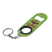Pizza Pug aangepast monogram en kleurflesopener Sleutelhanger Flessenopener (Voorkant Gekanteld)