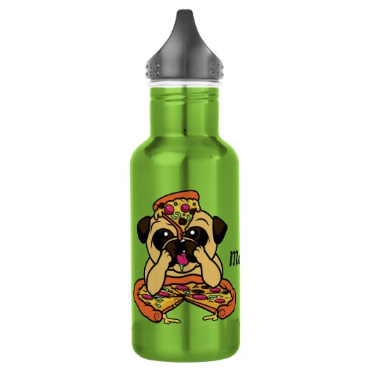 Pizza Pug aangepaste naam waterflessen Waterfles (Links)
