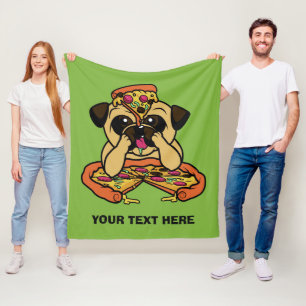Pizza Pug aangepaste tekst werpen dekens